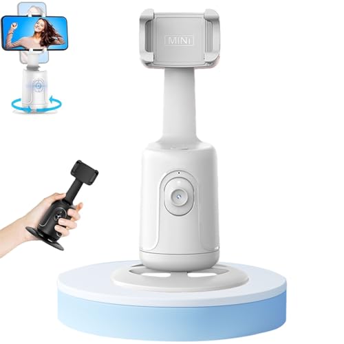Image of Smart Ai Facial Recognition Phone Tripod, 360 Panoramic Auto Face-Tracking with Gesture Control, Adjustable 2-in-1 Tripod & Selfie Stick for Content Creator (White, Smart Gimbal)