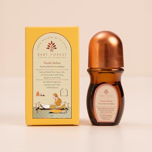 Image of Baby Forest Nanhi Rahat Tummy Roll-On for Babies 20ml | Ayurvedic Roll-On for Gas, Colic & Bloating Relief | Hing, Ajwain, Fennel & Ginger Oils | Newborn Safe (0+)