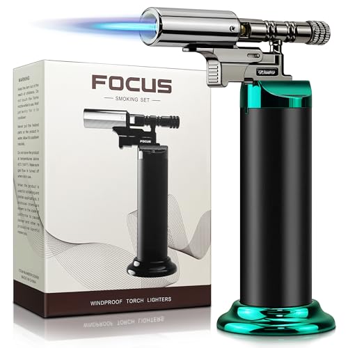 WANBRO Küchenbrenner, Flambierbrenner, leistungsstarke & winddicht Jetflamme, Butangas nachfüllbar Jet feuerzeug for Küche, Crème Brulée, Löten (Kein Butangas)