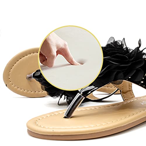 Toddler Little Girls Shoes Flip Flops Anti Slip Lightweight Flat Shoes Fashion Summer (Black, 13.5 Little Child)4