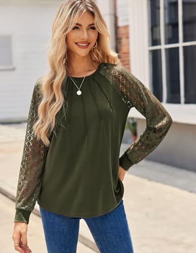 HOTOUCH Womens Lace Short/Long Sleeve Tops Fall Dressy Casual Blouses Business Work Shirts Fashion Clothe Trendy Outfits2