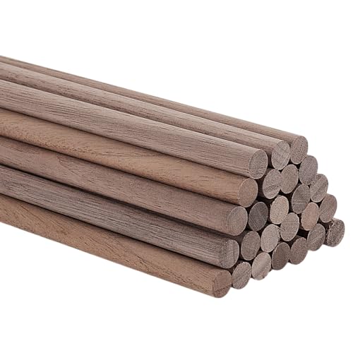 AHANDMAKER 25 Stück Dübelstangen Holzstäbe 5/16x11.8 Zoll Walnuss Holzdübelstangen Holzdübel Zum Basteln Holzstäbchen Zum Flechten von Wandteppichen Material Für Holzbearbeitungsmodelle