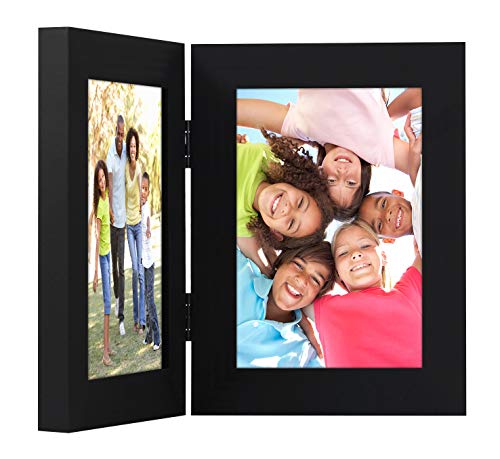 Americanflat 4X6 Hinged Picture Frame With Glass Front - Displays 2 4X6 Inch Pictures, Stands Vertically On Desktop Or Table Top , Black #TOP6