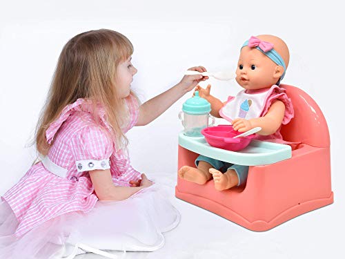image for Gift Boutique Baby Doll Feeding Set, 14 Inch Doll, Booster Seat High C