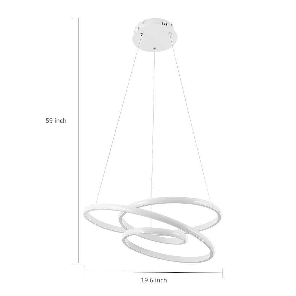 Lampada a Sospensione a LED, Lampadario Circolare da Ristorante, Lampada da Soffitto dal Design Irregolare Minimalista per Camera da Letto, Soggiorno - Luce Bianca da 68 Watt