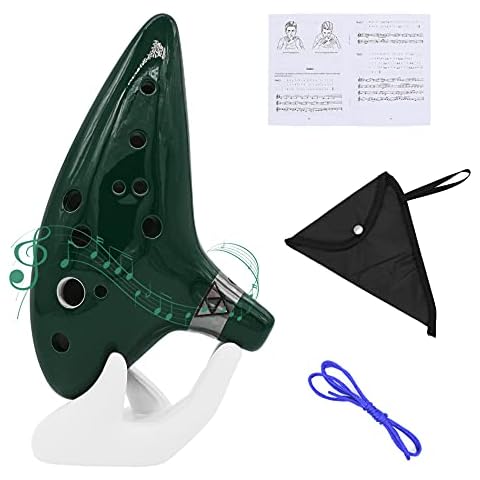 ZETONG Legend of Zelda Ocarina 12 Hole Alto C with Textbook and Protective Bag, Perfect for Beginners and Professional Performance (Dark Green) Cover
