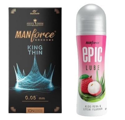 Manforce King Thin Ultra-Thin Unflavoured Condoms 10 Pieces & Manforce Epic Lube Litchi & Aloe Vera 60 ml-image-39