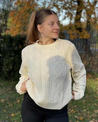 Image of ZAFUL Womens Oversized Sweaters 2025 Cable Knit Chunky Sweater Long Sleeve Crewneck Pullover Loose Outfits
