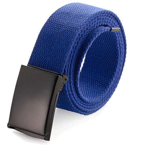 Image of Mile High Life Cut To Fit Canvas Web Belt Size Up to 52 inch with Flip-Top Solid Black Military Buckle