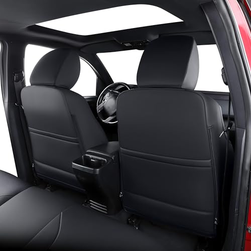 Image of Fit Tacoma Car Seat Covers for Toyota Tacoma 2016-2023 - Upgraded Premium Waterproof & Breathable Leather, Airbag Compatible, All-Weather Seat Cushion Protector (Full Set, Black)