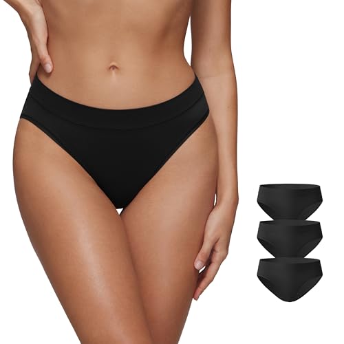 CRZ YOGA Softhold Bikini Underwear for Women - Sexy Tagless Hipster Stretch Breathable Ladies Cheeky Panties 3 Pack
