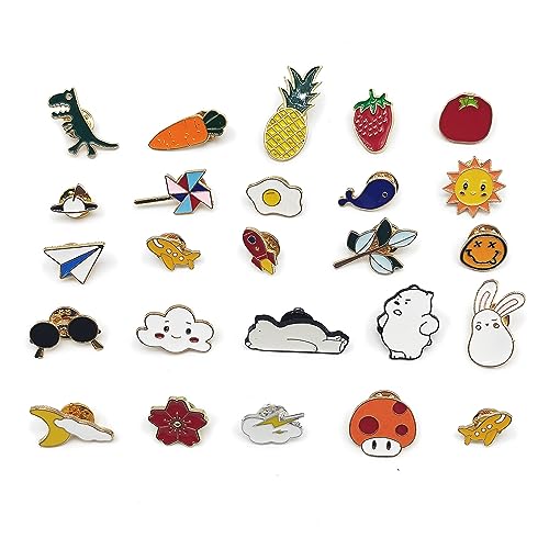 SKHAOVS 25 Piezas Color Broche de Dibujos Animados, Solapa, Lindo Esmalte Pin Alfiler, Metal Insignias para Ropa, Sombreros, Mochilas (Multi)