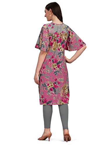 Image of EthnicJunction Women's Crepe Floral Printed Ready to Wear Straight Kurti