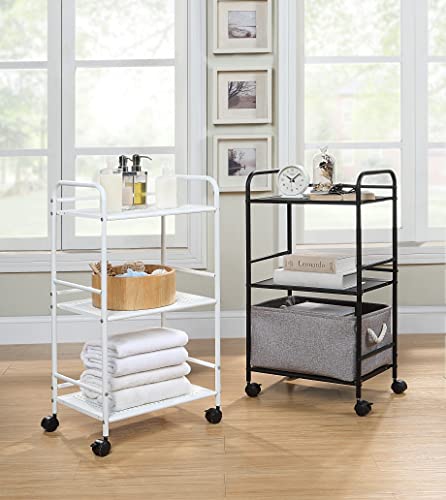 SunnyPoint 3 Tier Rolling Cart - Minimalist Style (White)