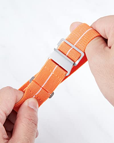 Image of BINLUN Elastic Nylon Watch Band 18mm 20mm 22mm Marine Nationale Fabric Military Parachute Replacement Watch Strap Men Women Silver & Black Buckle - Upgraded Hook-and-Loop Buckle