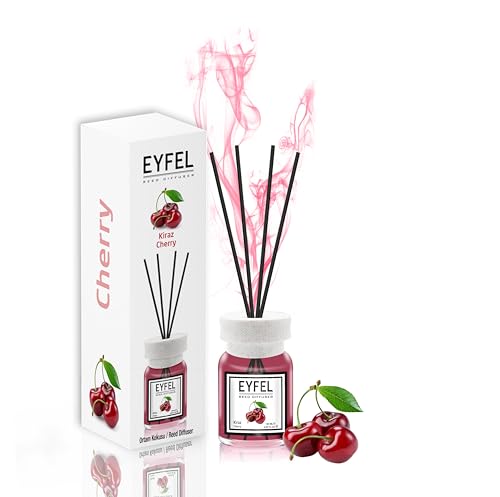 EYFEL Reed Diffusers for Home – Cherry Reed Diffuser Set 4.05 fl oz Oil Diffuser Sticks, Bathroom Diffuser, Home Fragrances, Scented Sticks, Home Decor