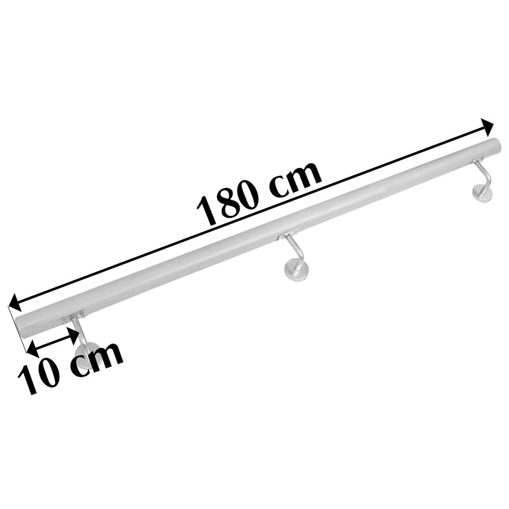 Buche Holz Handlauf Treppengeländer Geländer für Treppe Wandhandlauf Wand seitliche Montage Auswahl Länge 80-500 cm, Länge:180 cm