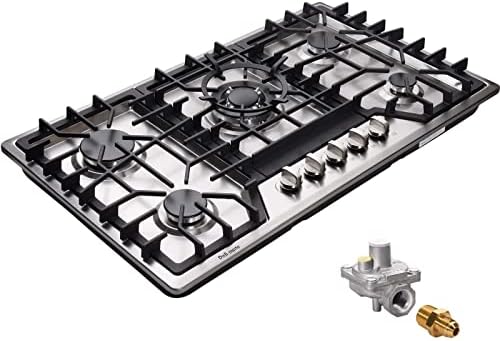 34" Gas Cooktop Dual Fuel 5 Sealed Burners Gas Cooktop Stainless Steel Drop-In Gas Stovetop Gas Burner DM528-SA06 Gas Hob Gas Cooker