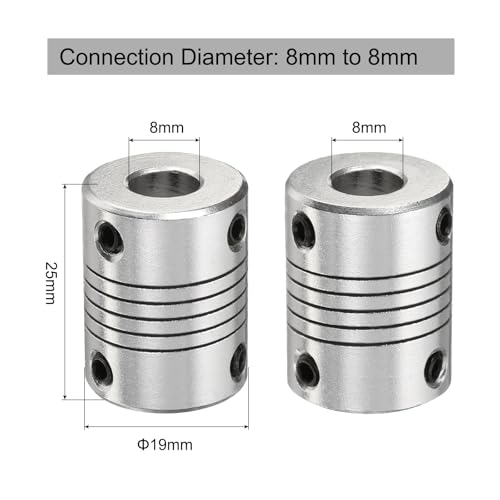 QUARKZMAN 5 Stück Aluminiumlegierung Wellenkupplung 8mm auf 8mm, Flexible Kupplung Motorverbinder Gelenk, Schrittmotor Kupplung für CNC-Maschine & 3D-Drucker (L25xD19)
