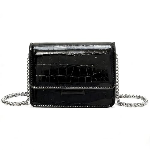 Mini sac à bandoulière femme chaîne argentée pochette soirée portefeuille croco