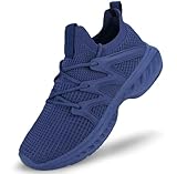 Pujcs Womens Lightweight Tennis Shoes Non Slip Gym Workout Breathable Mesh Walking Sneakers Blue Size 7