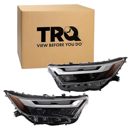 Image of TRQ 2 Piece Headlight Assembly Set LED Driver & Passenger Side Compatible with 2022-2024 Toyota RAV4 Without LED Turn Signal TO2502314 TO2503314