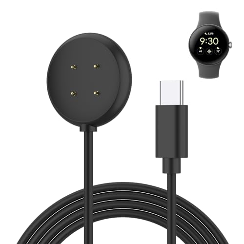 Image of Meliya Type-C Smartphone Charging Cable Intended for Google Pixel Watch 3 /Pixel Watch 2 Charger, Magnetic Charging Cable Cord Adapter 3.3ft /100cm (Black)