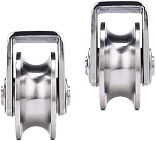 Rueda U-Groove 2x, lanzador rígido de trabajo pesado, ruedas de poleas de pista, soporte de acero inoxidable 304, for ruedas de traducción, anillos, puertas de rodadura, grúas, fácil de instalar