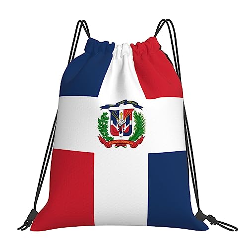 Dujiea Drawstring Backpack, Flag Of Dominican Republic Gym Bag Sackpack Cinch Sports Backpack For Men Women Hiking Shopping Yoga Swimming Traveling