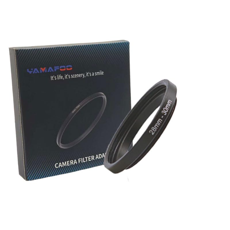 YAMAFOO 28mm to 30mm Step-Up Ring/Step Down Rings Filter Adapter for All Brands UV ND CPL Metal Ring Step-Up Rings Adapter Filter,Black (28-30)