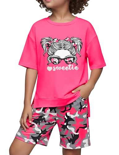 Image of Girls Clothes Short Sleeve Tie Dye Top Shorts and Pants 2PCS Girls Summer Outfits Size 6-16
