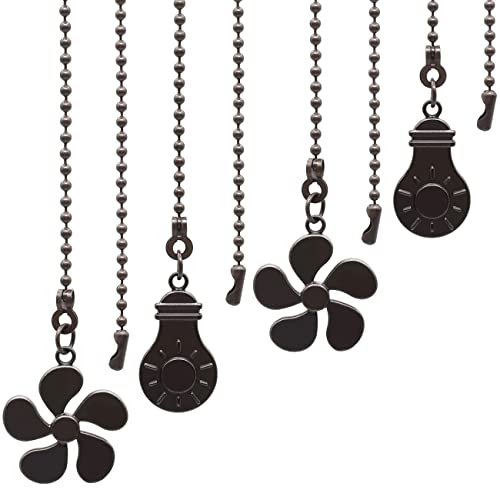 Image of DAYONE Ceiling Fan Pull Chain Kit - Bulb and Fan Pattern Extension Pendant 4PCS 12 Inch Extender With Ball Connector (ORB)