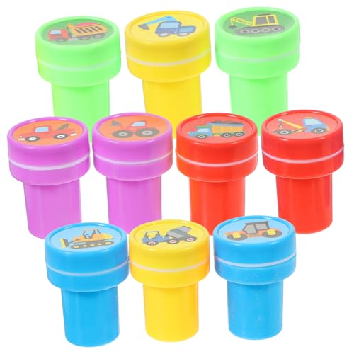 VICASKY 10 pièces Set de Tampons Véhicule de Chantier Multicolores Tampons Dessin pour Garçon Fille Cadeau Anniversaire et Fête pour DIY et Récompense...
