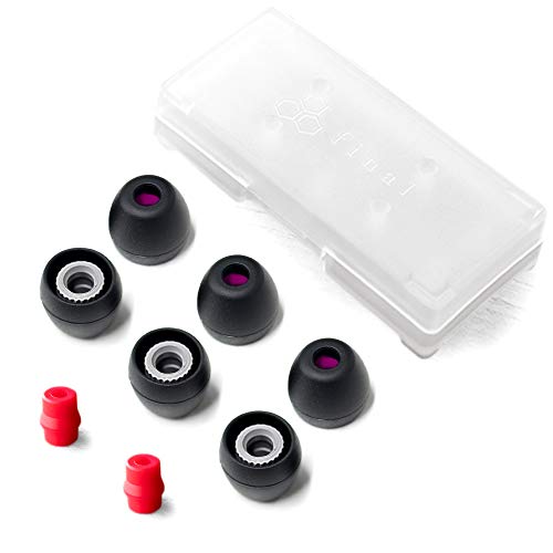 Final Audio Black+Black/Red Silicone Type E Eartips kit with Case and Nozzle Adaptor Compatible with 1More, AKG, Audio-Technica, Beats by Dre, Campfire Audio, Empire Ears, Shure, Sony, Westone (X-Sm)