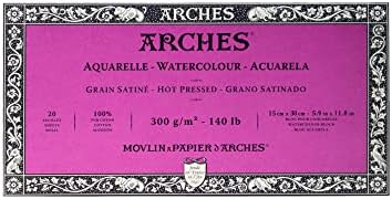 Arches Watercolor Paper Block, Hot Press, 5.9" x 11.8", 140 pound