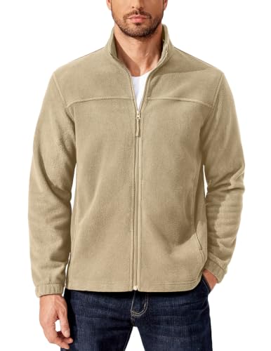 Image of COOFANDY Mens Polar Fleece Jacket Lightweight Full Zip Jackets Outdoor Coat
