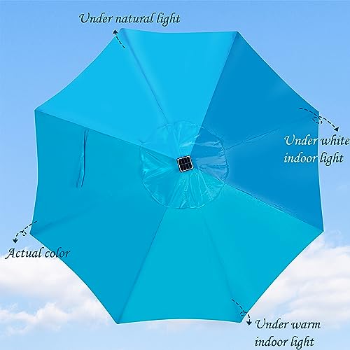 Image of Blissun 9 ft Solar Umbrella, 32 LED Lighted Patio Umbrella, Table Market Umbrella, Outdoor Umbrella for Garden, Deck, Backyard, Pool and Beach (Light Blue)