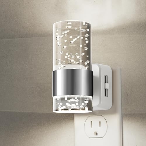 Image of L LOHAS LED Night Light, Plug in Night Light with Auto Light Sensor, Brightness Adjustable with Daylight White 5000K, Wall Sconce-Style Design Nightlight for Bathroom, Hallway, Enterway
