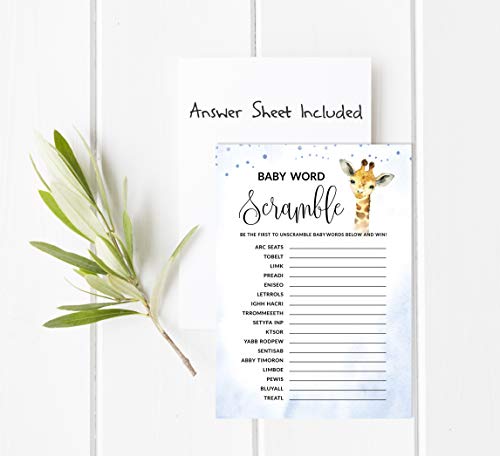 Inkdotpot Set Of 50 Baby Shower Word Scramble Game Cards Giraffe Jungle Animals Party Supplies Fun Baby Shower Game Favors - Image 3