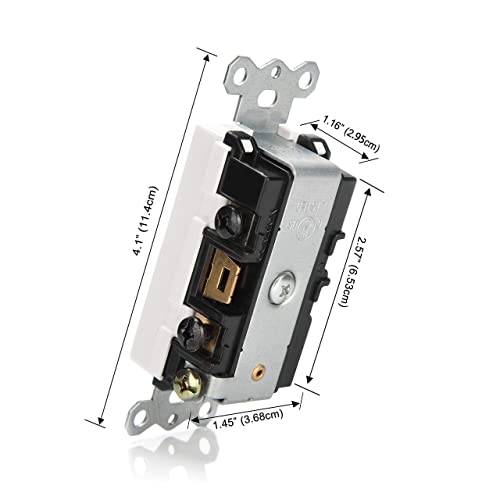 [2 Pack] Bestten Combination Wall Light Switch And Decor Outlet, Single Pole Rocker Switch, 15A/120V, Decorative Receptacle, 15A/125V, Combo Style, Ul Listed, White #TOP5