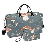 Bolsa de viaje para fin de semana, bolsa de viaje con bolsa de aseo para gimnasio, bolsa de lona de hongos y hierba para hombres y mujeres, multicolor