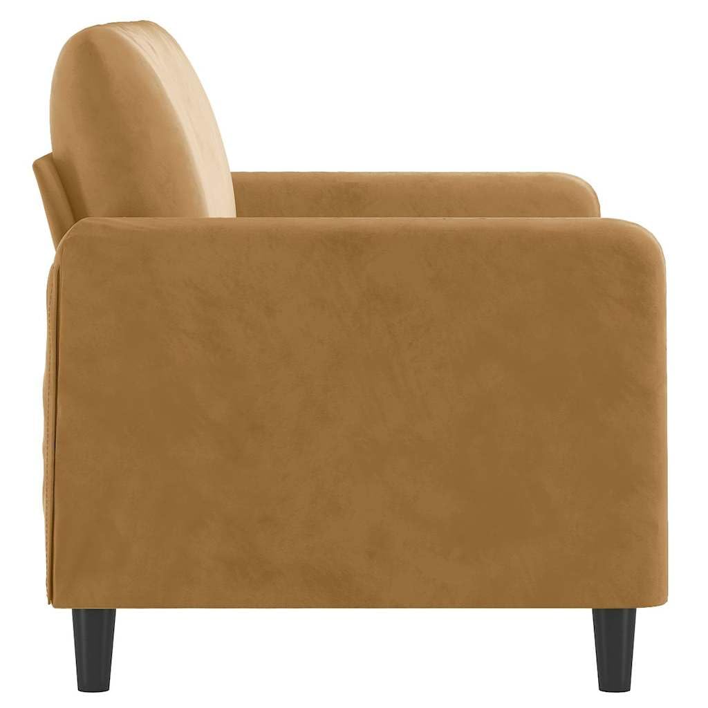 Sofa 2-osobowa, brązowa, 120 cm, aksamitna, metalowa rama, gruba wyściółka, miękki luksusowy materiał, wytrzymały, stabilny, wygodny komfort siedzenia do salonu