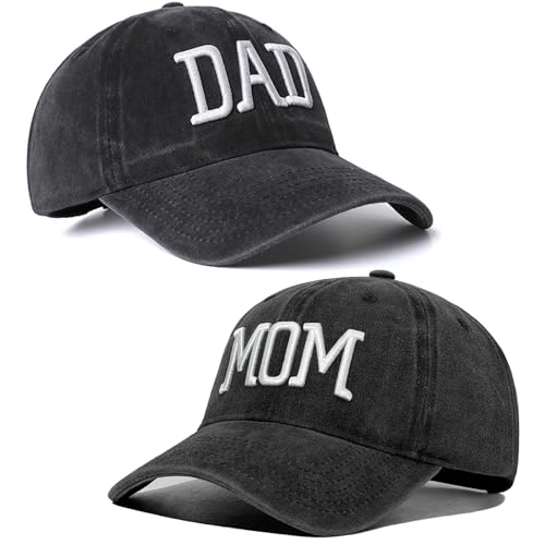 Mom and Dad Hats Set of 2 Pcs Embroidered Adjustable...