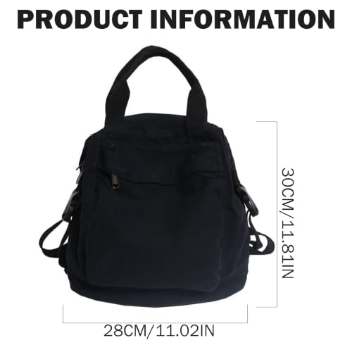 Mochila de nailon negra con opciones de transporte múltiple 6