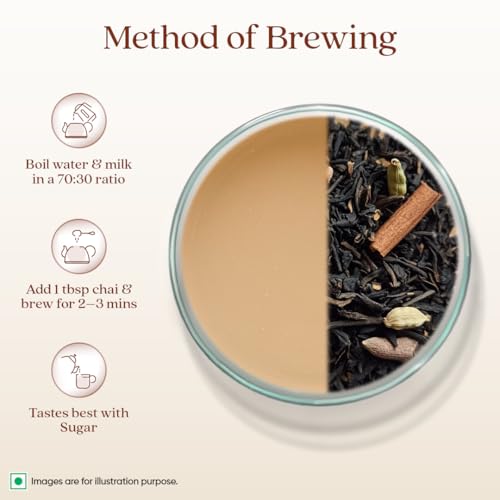 Image of 1868 by TATA Tea Masala Chai, Blend of Assam Black Tea, Cinnamon, Black Pepper, Cardamom, Ginger, Clove, Spicy, Malty, Aromatic, Whole Loose Leaf, From House of TATA (30 Cups /100g)