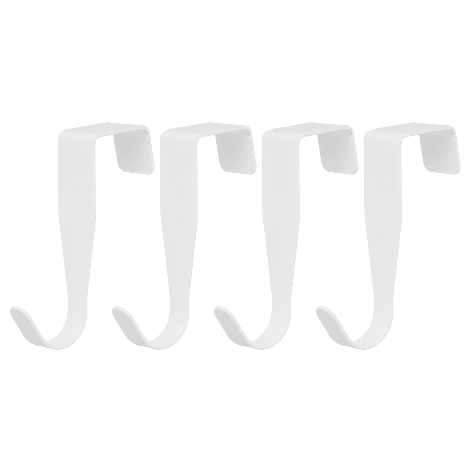 uxcell Over The Door Hook, 4 Pack - Carbon Steel Cabinet Door Single Hooks, Metal Door Hanger for Home Kitchen Decoration (White)