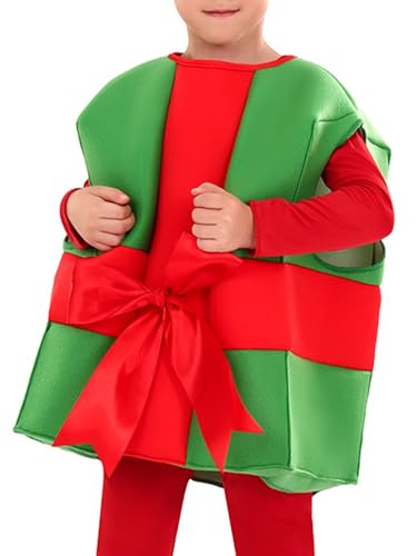 Choomomo Christmas Kids Gift Box Outfit Sleeveless Bow Color Contrast Vest Coat Holiday Xmas Dressy Top3