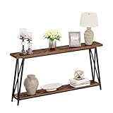 MAHANCRIS Console Table, 63' Industrial Entryway Table, Extra Long Sofa Table Behind Couch, X-Shaped Support, for Entryway, Hallway, Living Room, Rustic Brown CTHR4801Z