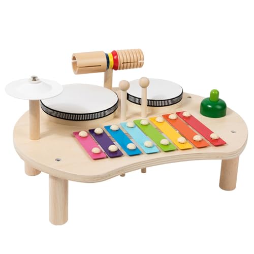 Batterie pour Tout-Petits 5 en 1 en bois noble aux finitions arrondies haut de gamme