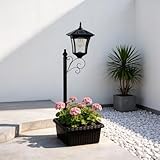 DJGIFI Solar Floor Lamps with Planter (2-in-1 Design), 36.5' Outdoor Solar Lamp Post - IP44 Waterproof, Warm White Lights Dusk to Dawn 6-8Hr, Easy Install for Lawn, Patio, Porch, Yard & Pathway Decor